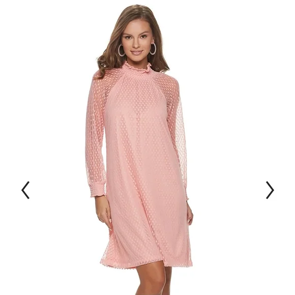 Women's Nina Leonard Lace Mockneck Trapeze Dress, Size: XL, Rouge